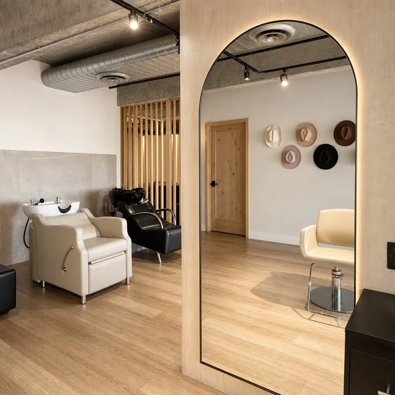 Rituel styling station with arched mirror